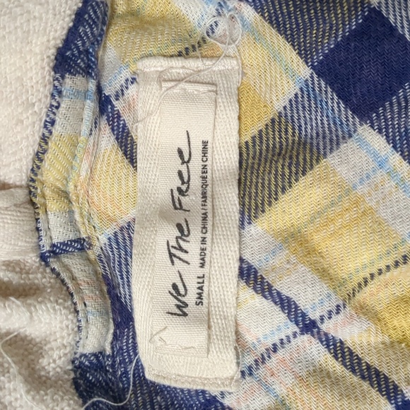We The FREE Calico Basin Plaid Hooded Yellow Purple Oversized Shirt Size Small - Picture 11 of 11